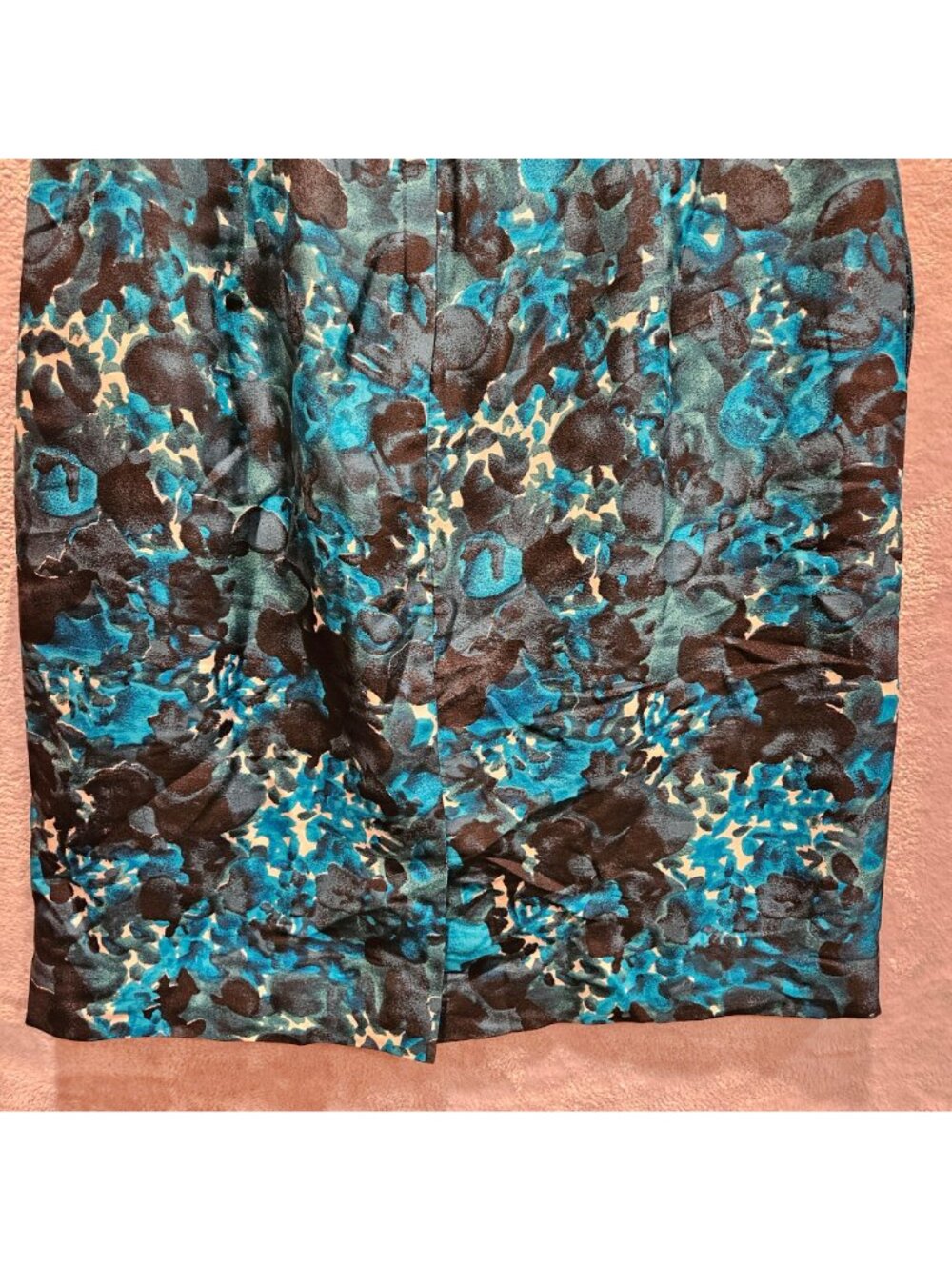 J. Crew 100% Silk Dress Womens 6 Blue Black White Abstract Print Pleated Pockets - Picture 7 of 13